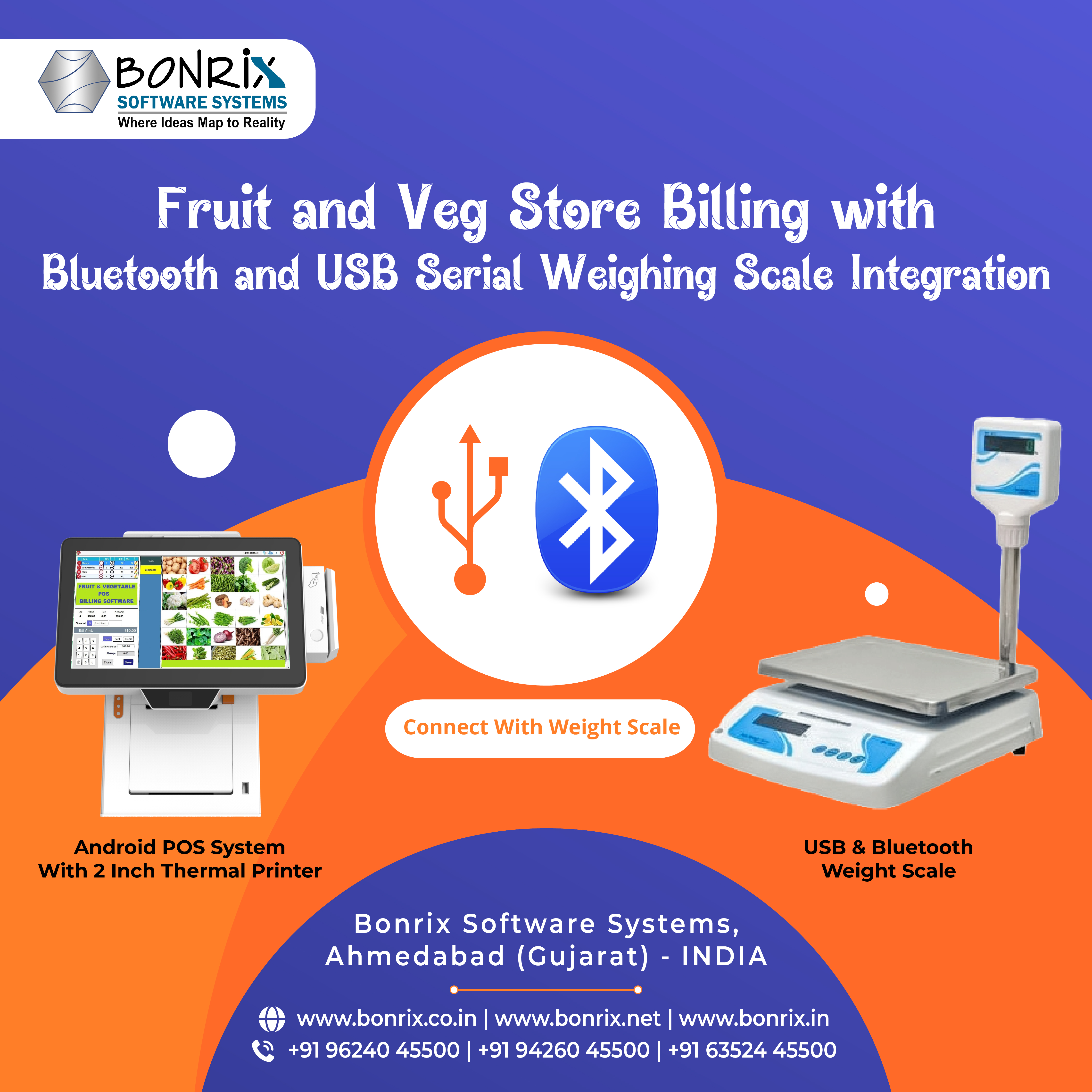  Fruit and Veg Store billing with Bluetooth and USB-Serial weighing scale integration